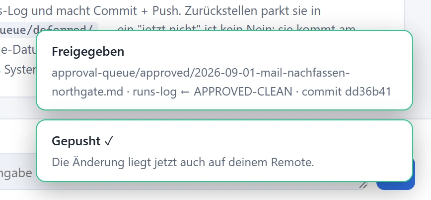 derselbe Entwurf, verschickt