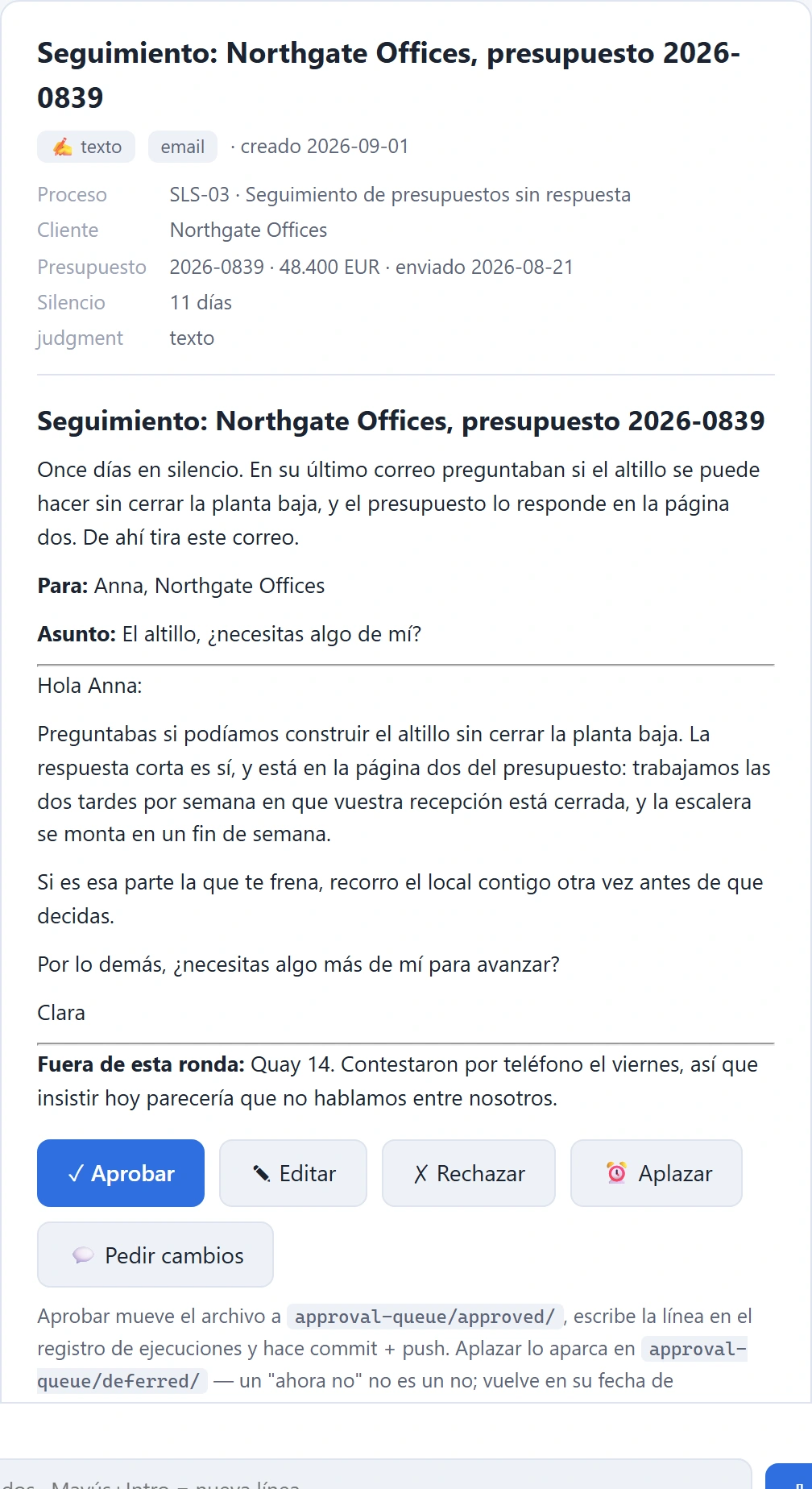 un borrador, abierto